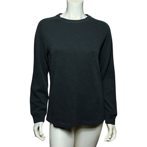 Eddie Bauer Black Cotton Blend Long Sleeve Crew Neck Thermal Raglan Size M - Picture 1 of 8